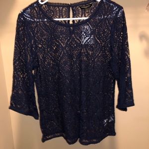 Sheer Navy Banana Republic Blouse